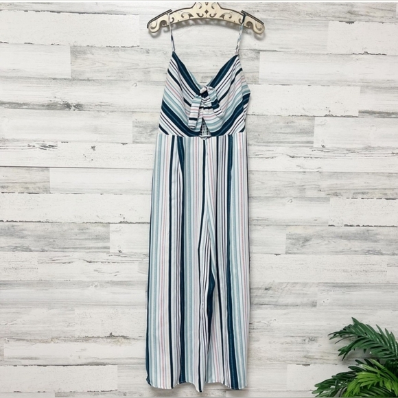 Xhilaration Summer Tank Blue and White Striped Women’s Jumpsuit - Picture 6 of 11